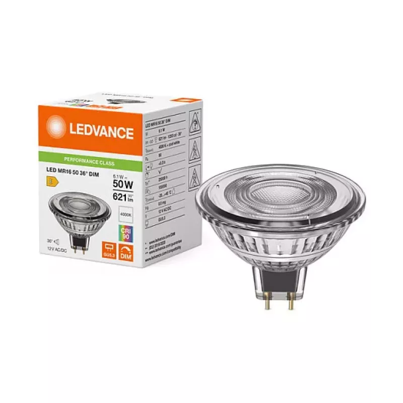OSRAM LED MR16 50 36° DIM P 6,1W 940 GU5.3 himmennettävä matalajännite-LED-heijastinlamppu