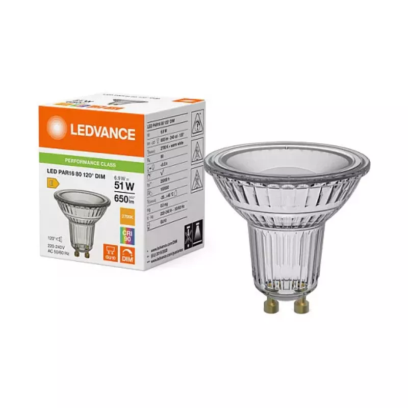 OSRAM LED PAR16 80 120° DIM P 6.9W 927 GU10 himmennettävä LED-heijastinlamppu