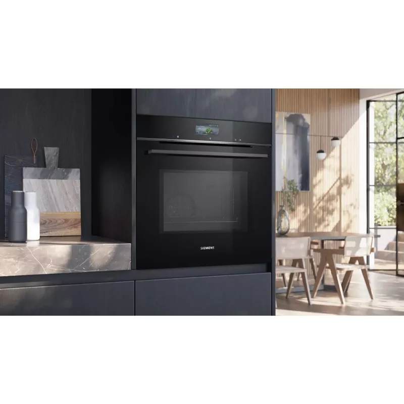 SIEMENS HM736GAB1 iQ700 kalusteisiin asennettava mikroaaltouuni, musta, 60 cm, Home Connect