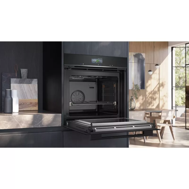 SIEMENS HM736GAB1 iQ700 kalusteisiin asennettava mikroaaltouuni, musta, 60 cm, Home Connect