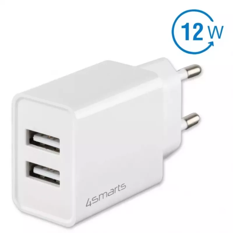 4SMARTS VoltPlug Dual 12W -seinälaturi (ilman kaapelia), valkoinen