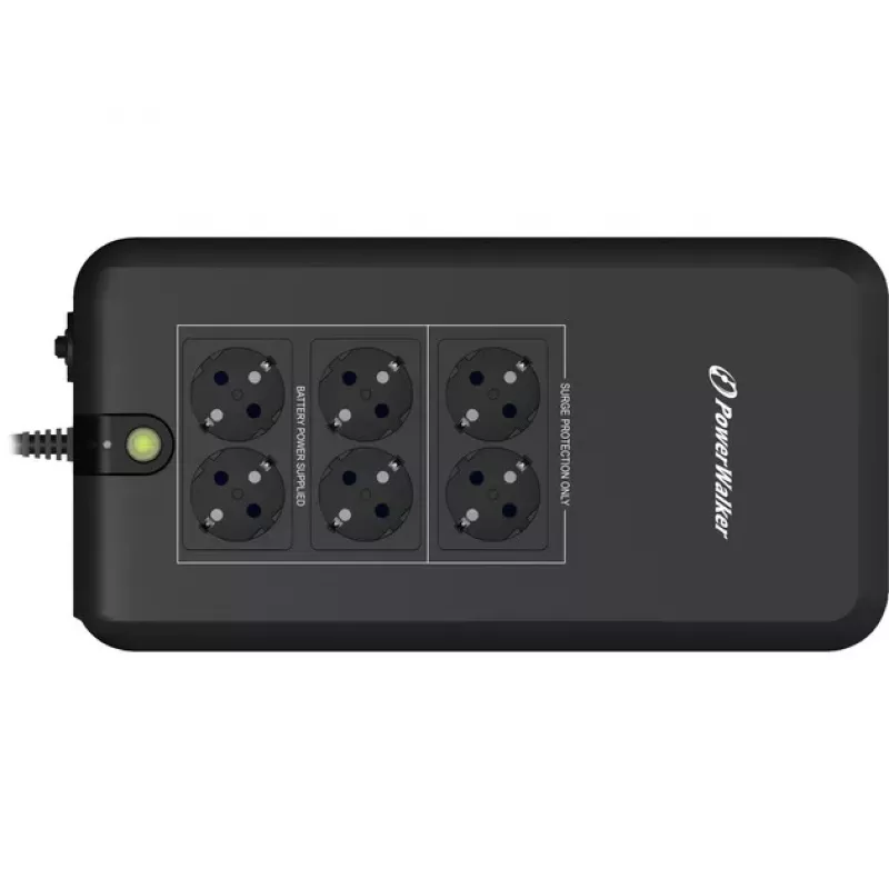 Bluewalker PowerWalker VFD 800 APFC UPS - 800 VA / 420 W - 6 Schuko-pistorasiaa - musta