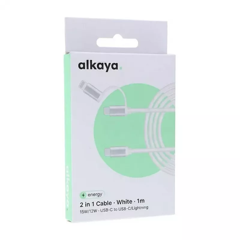 ALKAYA Speed Flex punottu datakaapeli 65W 1m valkoinen (CL-60006)
