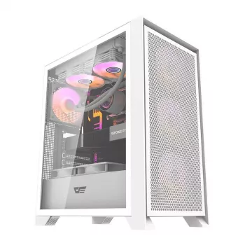 Darkflash DRX70 MESH valkoinen Mid-Tower-tietokonekotelo 4 RGB-tuulettimella