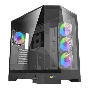 DARKFLASH DQX90 musta Mid-Tower-tietokonekotelo karkaistulla lasilla