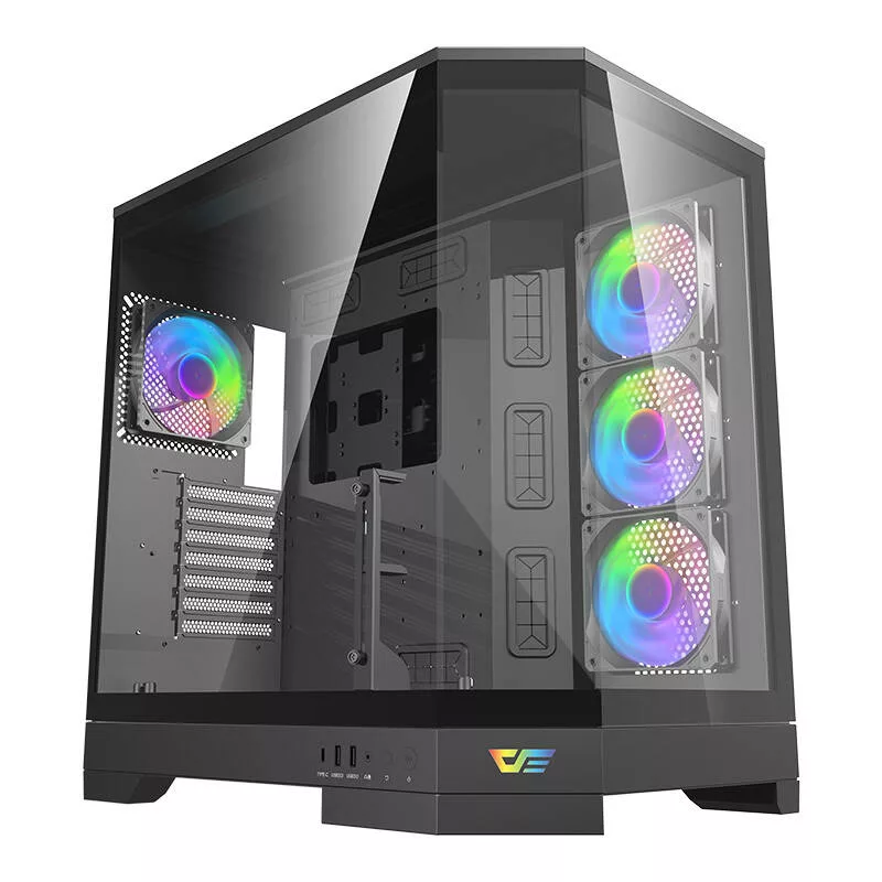 DARKFLASH DQX90 musta Mid-Tower-tietokonekotelo karkaistulla lasilla