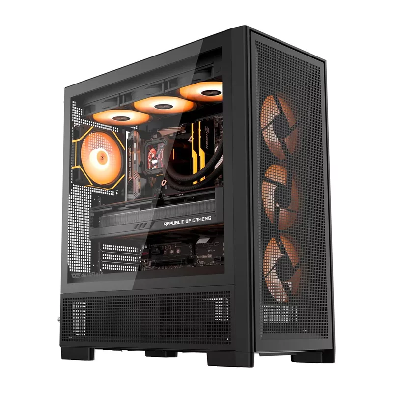 DarkFlash AIRNOVA Mid-Tower-tietokonekotelo musta + 3 x 120mm ARGB-tuuletinta