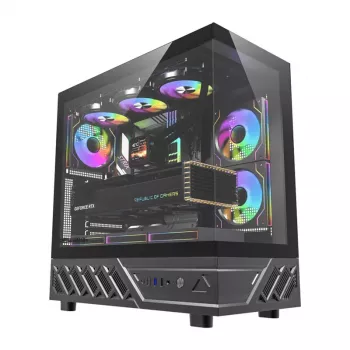 DarkFlash DS950 Mid-Tower-tietokonekotelo (musta) 6 esiasennetulla ARGB-tuulettimella