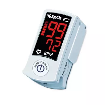 ROSSMAX SB100 sormenpääpulssioksimetri SpO2- ja pulssitaajuuden seurannalla, kaksivärinen LED-näyttö, 6 näyttötilaa, automaattinen virrankatkaisu, akun tilan ilmaisin, koti- ja klinikkakäyttöön