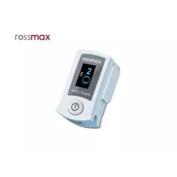 Rossmax SB200 pulssioksimetri sormiklipsillä ja Artery Check Technology -tekniikalla
