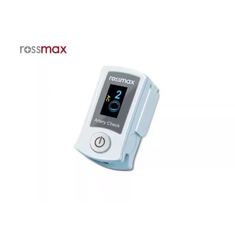 Rossmax SB200 pulssioksimetri sormiklipsillä ja Artery Check Technology -tekniikalla