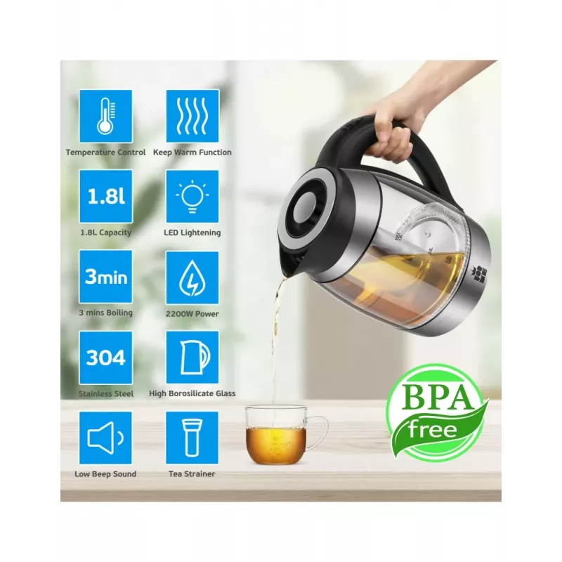 ForMe FKG-488 langaton vedenkeitin 1,8 L hopea/musta