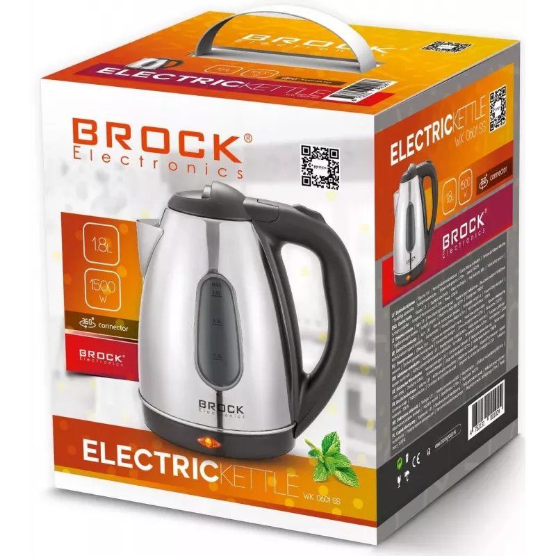 Brock WK 0601 SS sähkökeitin, 1,8 L, 1500 W, ruostumaton teräs