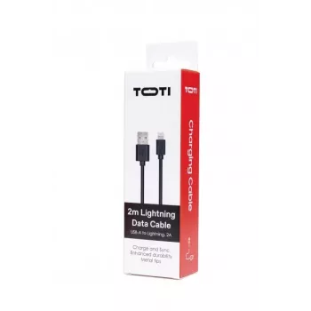 SEEK TOTI USB-A - Lightning, 2m PVC-datakaapeli 2A (non-MFI), musta