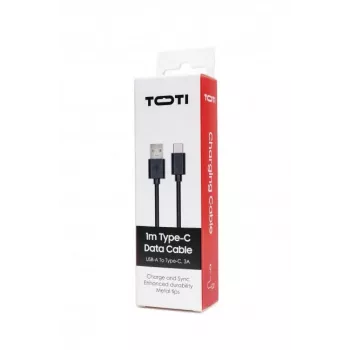 SEEK TOTI USB-A - Type-C, 1m PVC-datakaapeli 3A, musta