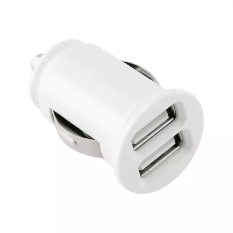 TOTI Dual USB -autolaturi Micro-USB-kaapelilla 1m 2,1A, valkoinen