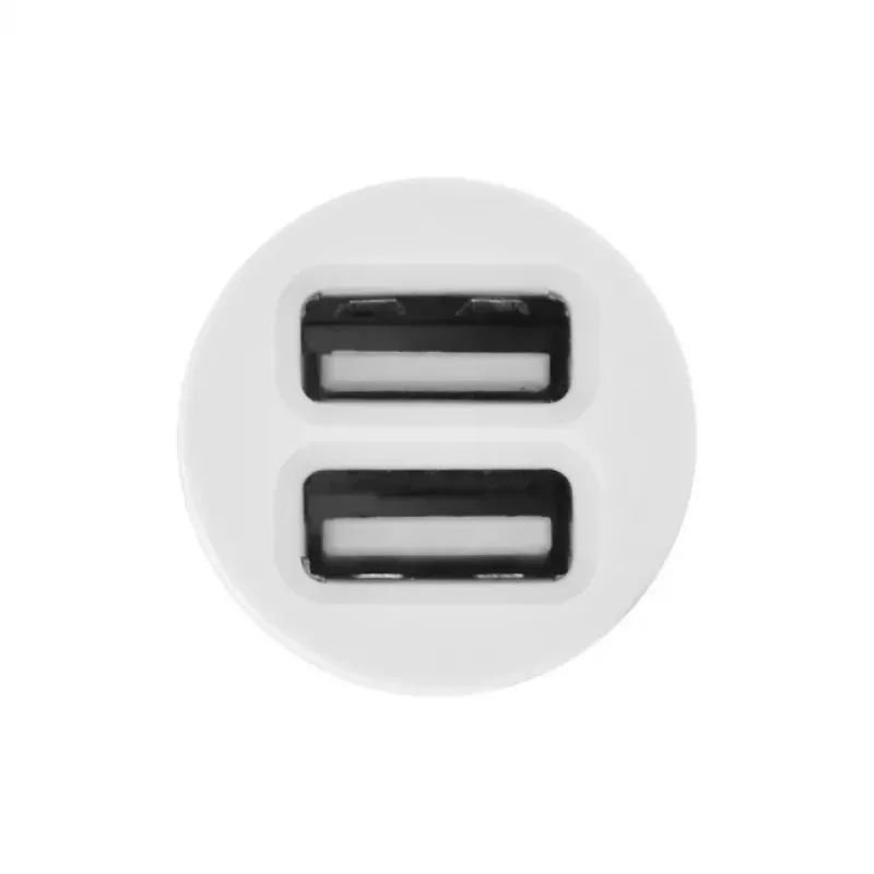 TOTI Dual USB -autolaturi Micro-USB-kaapelilla 1m 2,1A, valkoinen