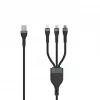 SEEK TOTI USB-A - Micro-USB / USB-C / Lightning 1,5m punottu kaapeli 2A (Non-MFI) musta