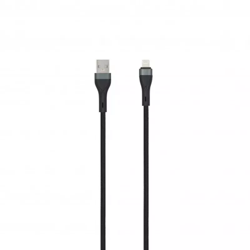 SEEK TOTI USB-A - Lightning 2m punottu kaapeli 2A (Non-MFI) musta