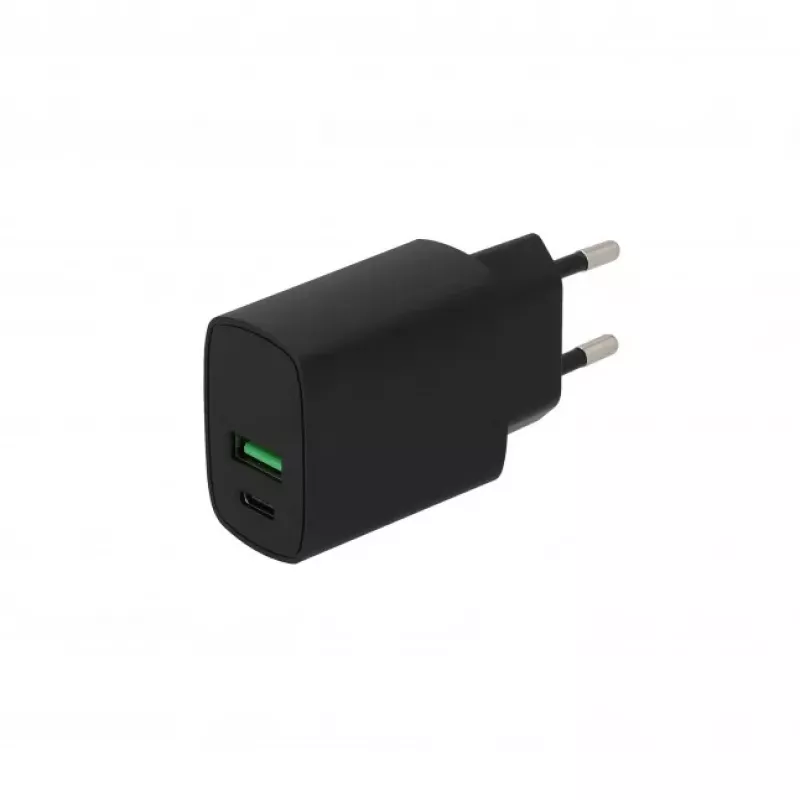SEEK TOTI 20W Type-C + USB A -seinäpikalaturi, musta
