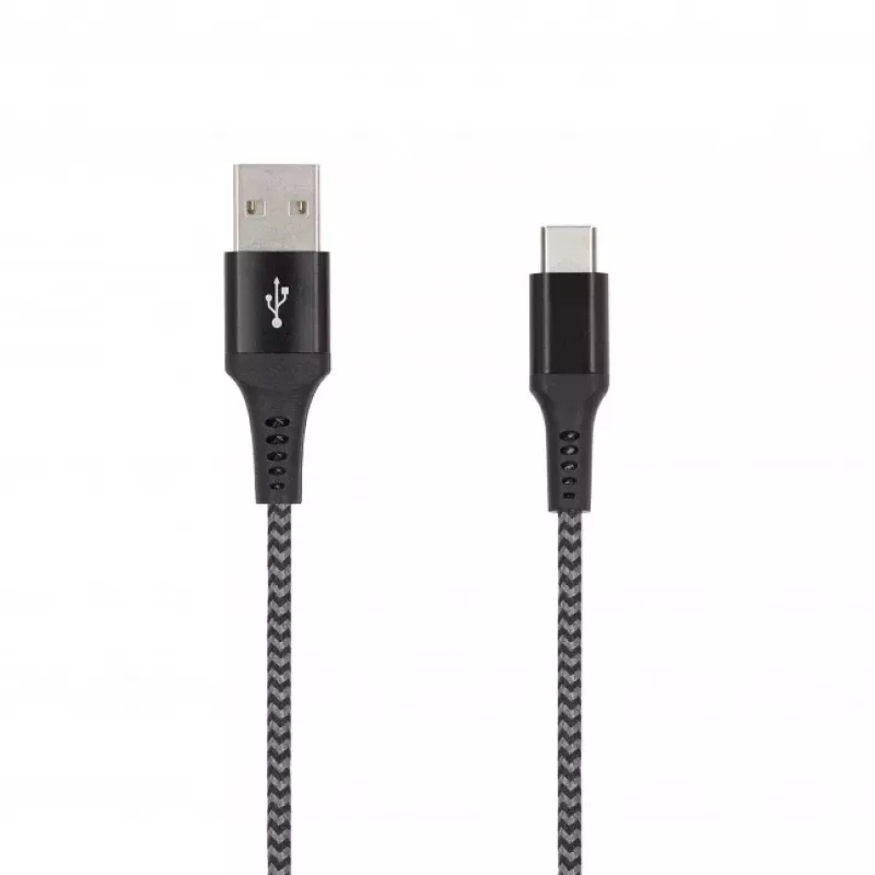 SEEK TOTI USB-A - USB-C 2m punottu kaapeli 2A, musta/Space Grey