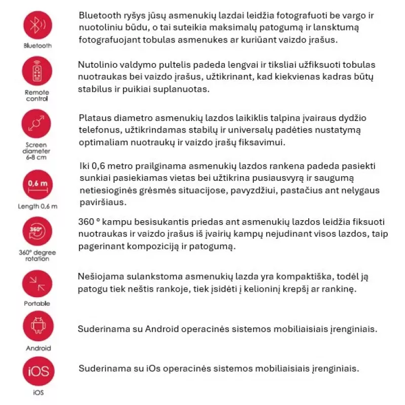 SEEK TOTI selfietikku piilotetulla mallilla ja vakaalla jalustalla Q12, musta