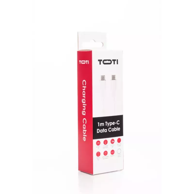 SEEK TOTI USB-C - USB-C -silikonikaapeli 1m 3A valkoinen