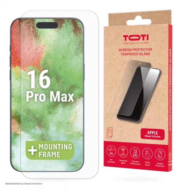 TOTI karkaistu lasi 2D näytönsuoja Full Cover iPhone 16 Pro Max läpinäkyvä