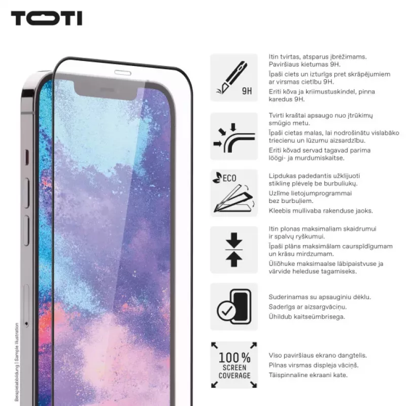 TOTI PREMIUM Premium karkaistu näytönsuojalasi 3D Full Cover Apple iPhone 16 Pro Max