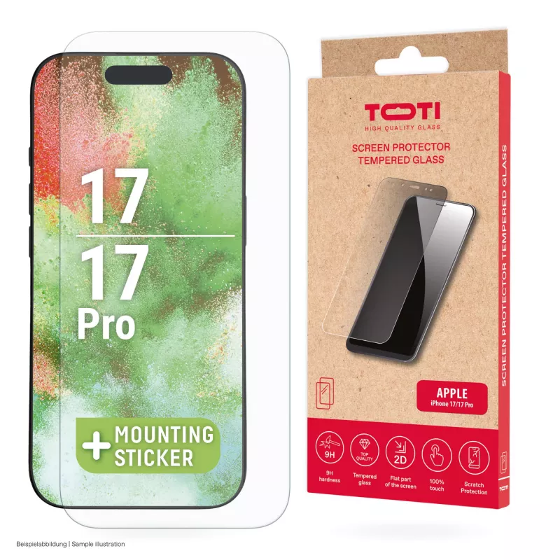 TOTI karkaistu lasi 2D näytönsuoja Full Cover iPhone 17/16 Pro läpinäkyvä