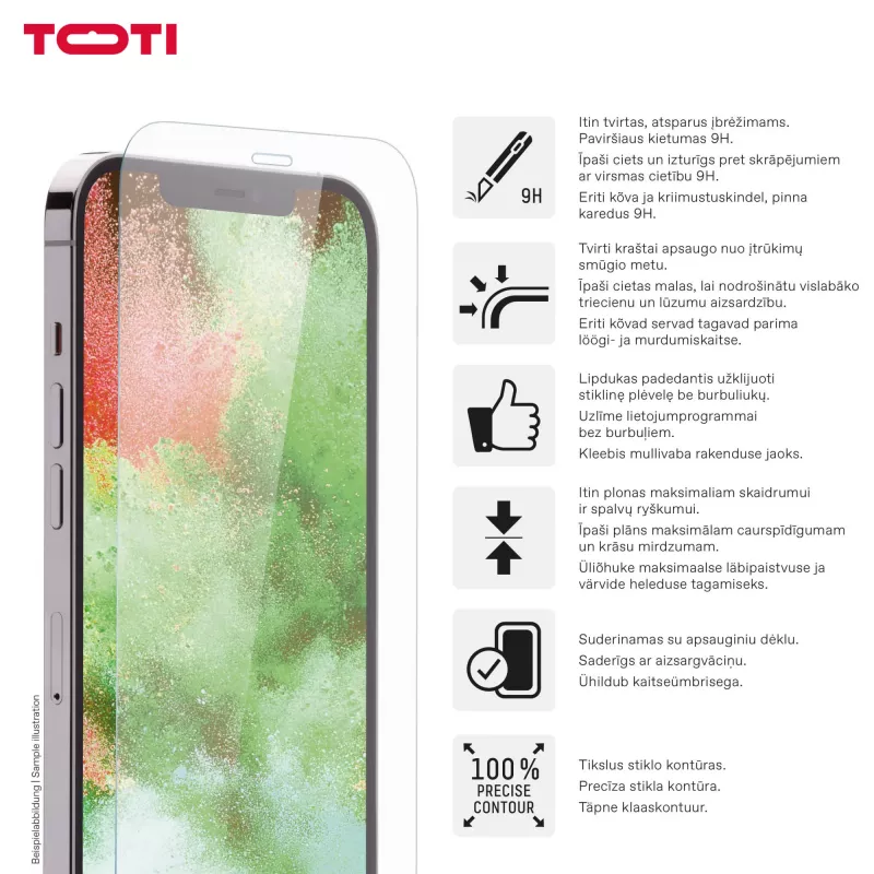TOTI karkaistu lasi 2D näytönsuoja Full Cover iPhone 17 Pro Max läpinäkyvä