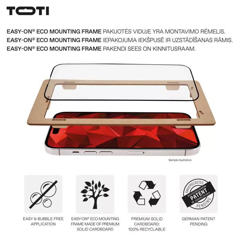 TOTI PREMIUM Premium karkaistu lasi näytönsuoja 3D Full Cover Apple iPhone 17 Pro Max