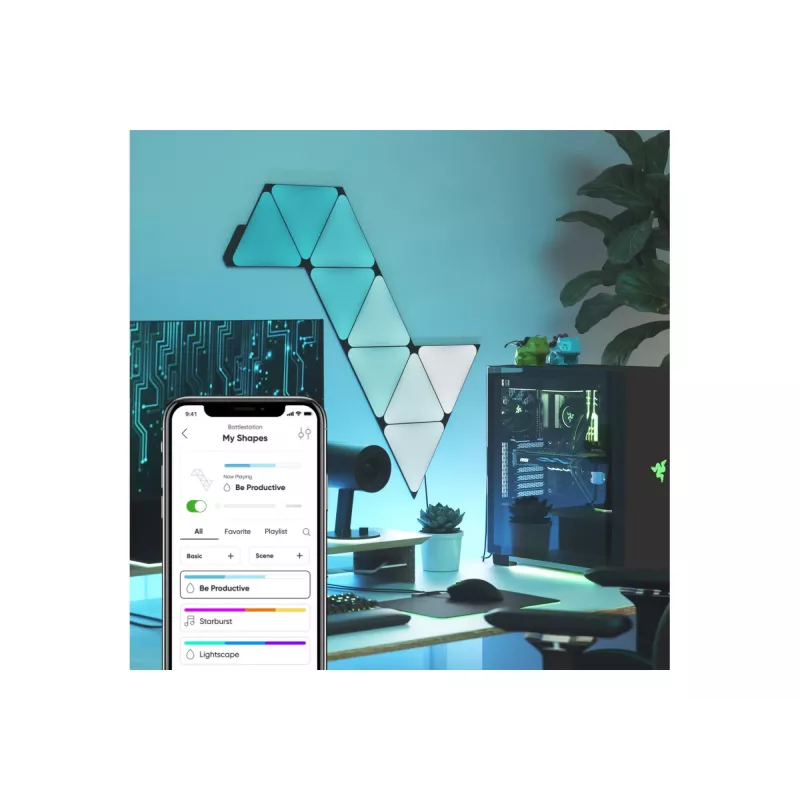 Nanoleaf Shapes musta Triangles -aloituspakkaus (9 paneelia) 42W WiFi