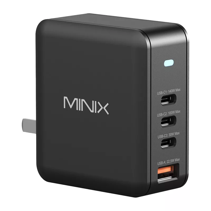 MINIX NEO-P165 GaN-verkkolaturi 3x USB-C ja 1x USB-A liitännöillä 165W