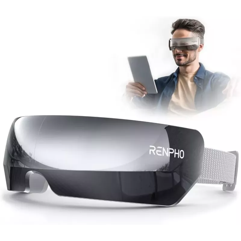 RENPHO Eyeris View silmähierontalaite lämmöllä, puristuksella, värinällä, Bluetooth, USB-C, taitettava, harmaa