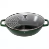 STAUB wok 30 cm kannella valurauta basilikanvihreä