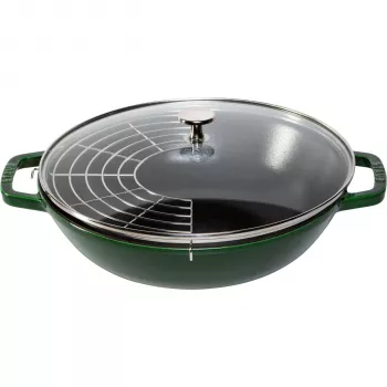 STAUB wok 30 cm kannella valurauta basilikanvihreä