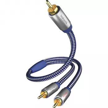 in-akustik Premium Y-subwooferkaapeli – 2x RCA uros – 1x RCA uros, 3,0 m, musta