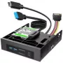 GRAUGEAR USB-keskitin + kortinlukija etupaneeli 2,5 tuuman SSD-kehyksellä, musta