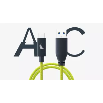 Angelbird USB-A - USB-C 3.2 Solid Flex -kaapeli Lime 1 ft UAC3SFL32