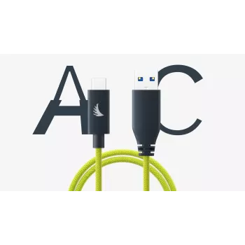 Angelbird USB-A - USB-C 3.2 Solid Flex -kaapeli Lime 1 ft UAC3SFL32