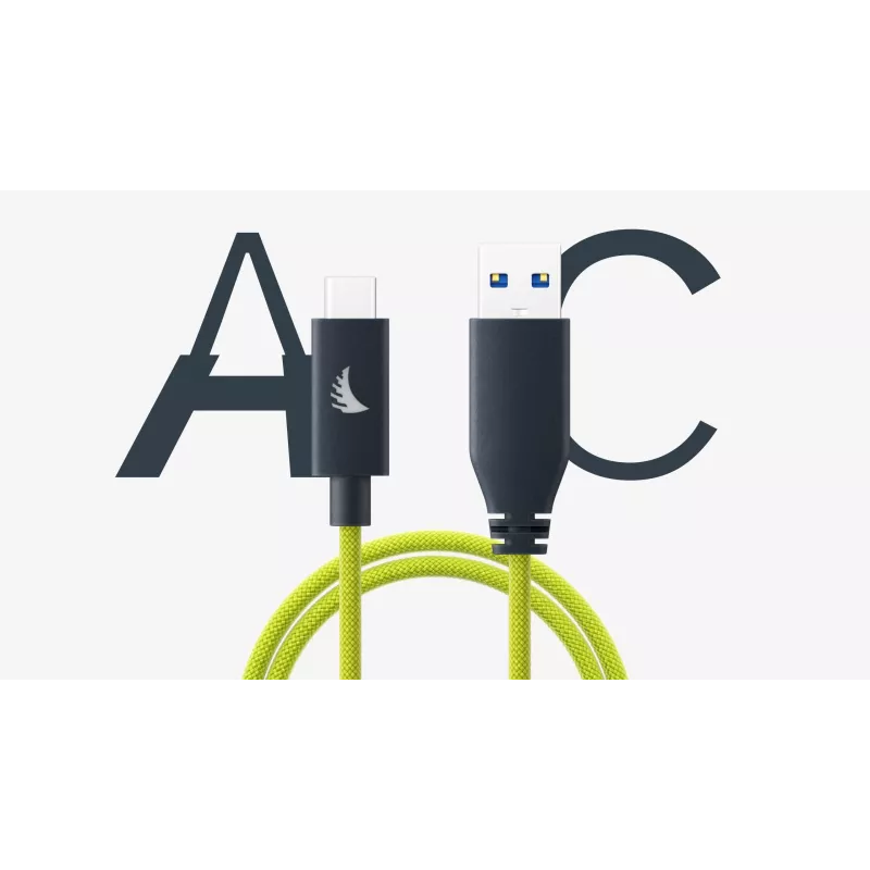 Angelbird USB-A - C 3.2 Solid Flex -kaapeli Lime 1 ft UAC3SFL32