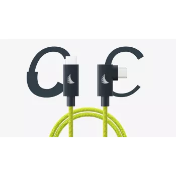 Angelbird USB-C 4.0 Solid Flex -kaapeli kulmaliitin Lime 6.6 ft