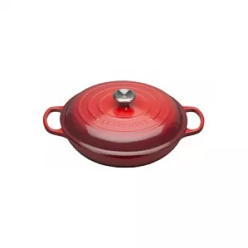 Le Creuset Signature valurautainen matala pata 30 cm kirsikanpunainen