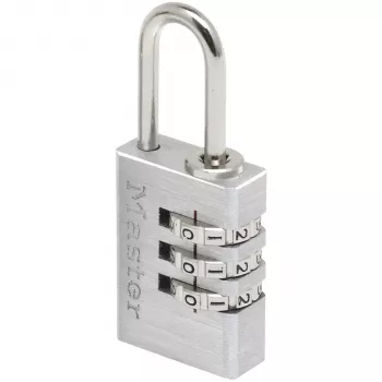 Master Lock 7620EURDCC yhdistelmälukko, alumiinirunko, karkaistu terässanka, 4-numeroinen uudelleenasetettava, 50 mm rungon leveys, 8 mm sangan halkaisija, hopea/harmaa