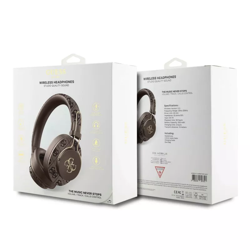 GUESS langaton Bluetooth-kuulokemikrofoni 4G Metal Logo ruskea GUBHS72P4FC4MW