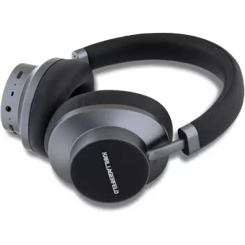 Karl Lagerfeld Saffiano Metal Logo langattomat Bluetooth on-ear-kuulokkeet musta