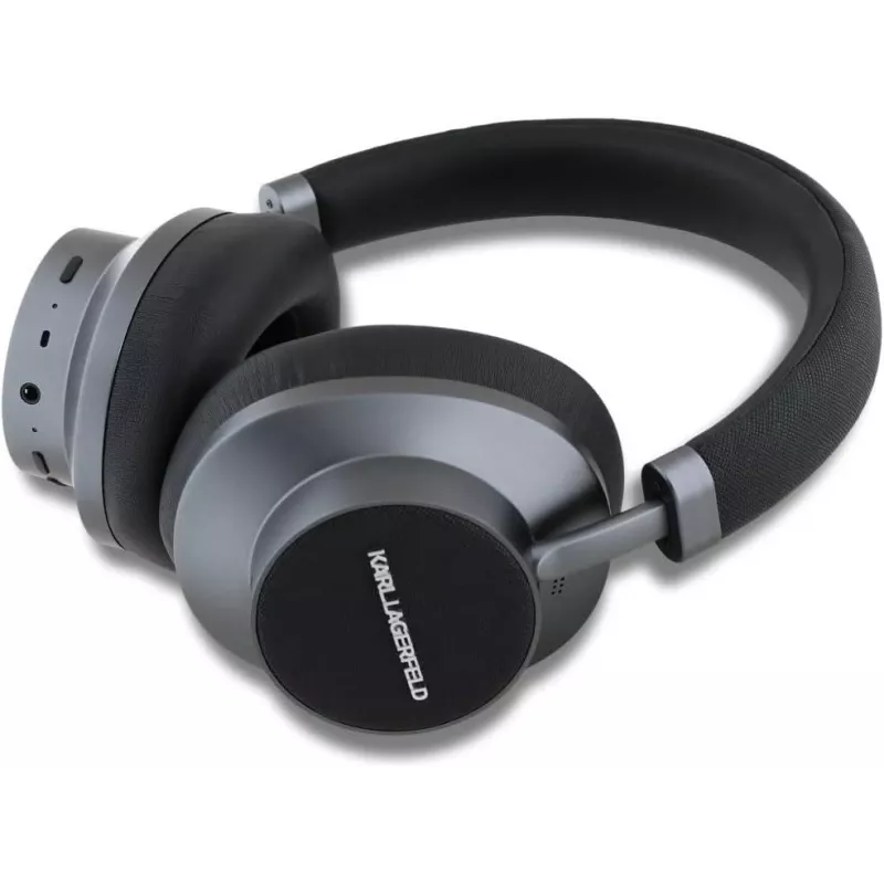 Karl Lagerfeld Saffiano Metal Logo langattomat Bluetooth on-ear-kuulokkeet musta