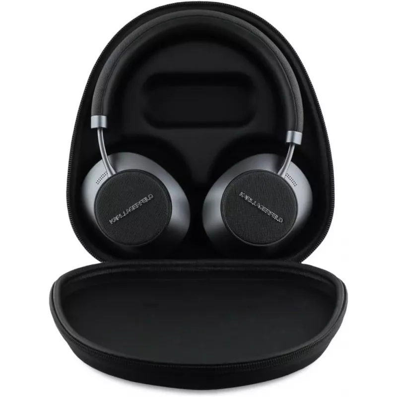 Karl Lagerfeld Saffiano Metal Logo langattomat Bluetooth on-ear-kuulokkeet musta