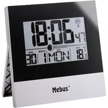 Mebus 41787 radioseinä kello, hopea/valkoinen, 30 cm, DCF77